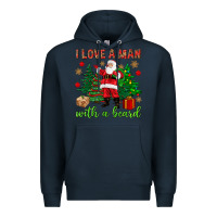 Navy I love a man with a beard Christmas Premium Hoodie - NancyCooperArtShop