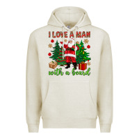 Oatmeal Heather I love a man with a beard Christmas Premium Hoodie - NancyCooperArtShop