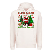 Pale Pink I love a man with a beard Christmas Premium Hoodie - NancyCooperArtShop