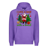 Purple I love a man with a beard Christmas Premium Hoodie - NancyCooperArtShop