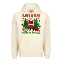Sandshell I love a man with a beard Christmas Premium Hoodie - NancyCooperArtShop