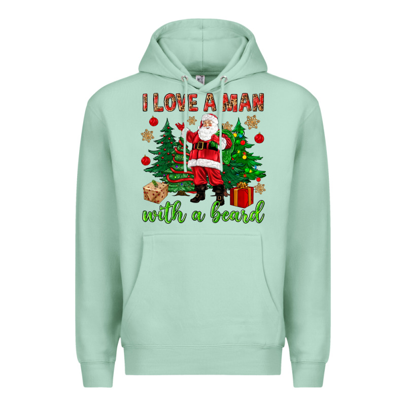 I Love A Man With A Beard Christmas Premium Hoodie by NancyCooperArtShop | Teevron