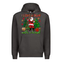 Smoke I love a man with a beard Christmas Premium Hoodie - NancyCooperArtShop