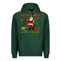 Sports Green I love a man with a beard Christmas Premium Hoodie - NancyCooperArtShop