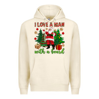 Tofu I love a man with a beard Christmas Premium Hoodie - NancyCooperArtShop