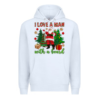 White I love a man with a beard Christmas Premium Hoodie - NancyCooperArtShop