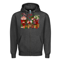 Charcoal Heather Elf Coffee Cups Christmas Zipper Hoodie - BundleAndBundleShop