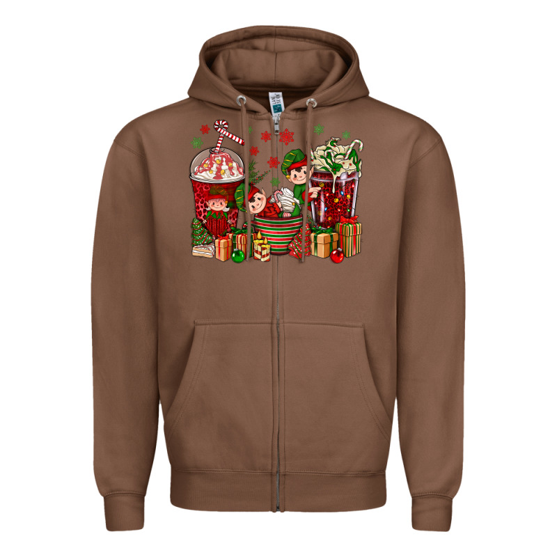 Elf Coffee Cups Christmas Zipper Hoodie by BundleAndBundleShop | Teevron