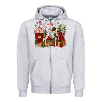 Heather Grey Elf Coffee Cups Christmas Zipper Hoodie - BundleAndBundleShop