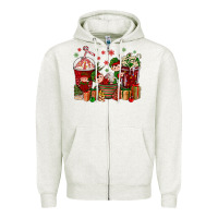Oatmeal Heather Elf Coffee Cups Christmas Zipper Hoodie - BundleAndBundleShop