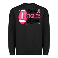 Black nobody fights alone pink football breast cancer awareness Heavyweight Sweatshirt - Jasminsmagicworld
