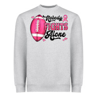 Heather Grey nobody fights alone pink football breast cancer awareness Heavyweight Sweatshirt - Jasminsmagicworld