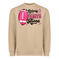 Nobody Fights Alone Pink Football Breast Cancer Awareness Heavyweight Sweatshirt | Teevron