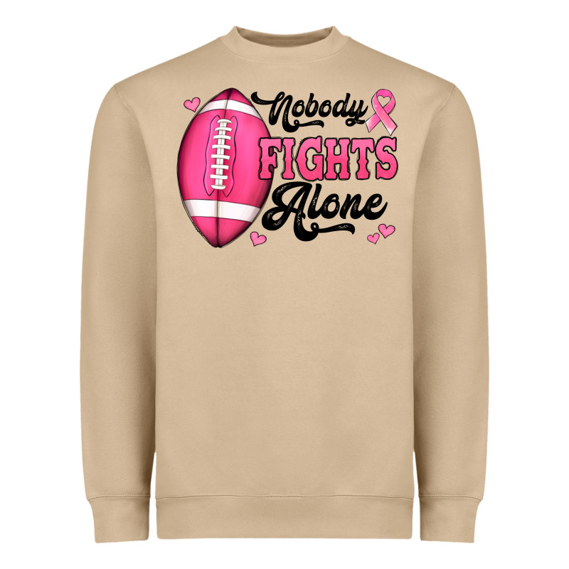 Nobody Fights Alone Pink Football Breast Cancer Awareness Heavyweight Sweatshirt by Jasminsmagicworld | Teevron