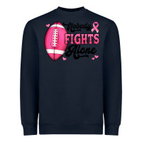 Navy nobody fights alone pink football breast cancer awareness Heavyweight Sweatshirt - Jasminsmagicworld