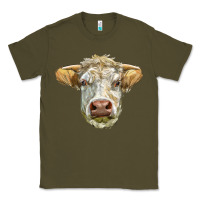 Army Green Charolais bull face Classic Tee - LillyAllenDesigns