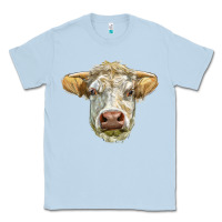 Dusty Blue Charolais bull face Classic Tee - LillyAllenDesigns