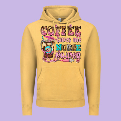 Coffee Gives Me Nurse Power Vintage Hoodie Designed By Adodesignshop