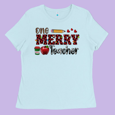One Merry Teacher Ladies Tee Designed By Ranaportraitstore