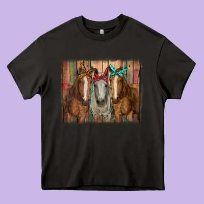 Horses With Bandanas Heavy Core Tee Designed By Ranaportraitstore