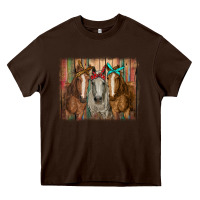 Chocolate Brown horses with bandanas Heavy Core Tee - RanaPortraitStore