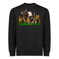 Black Western Mom With Hampshire Pig And Baby Pig Heavyweight Sweatshirt - LillyAllenDesigns