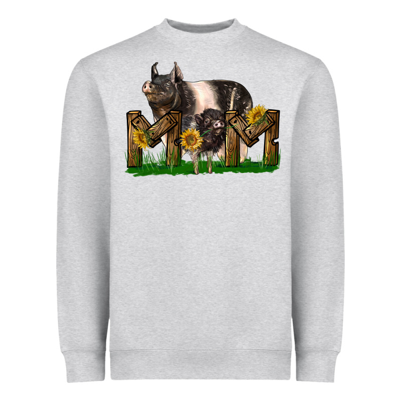 Western Mom With Hampshire Pig And Baby Pig Heavyweight Sweatshirt by LillyAllenDesigns | Teevron
