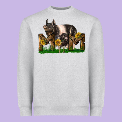 Western Mom With Hampshire Pig And Baby Pig Heavyweight Sweatshirt Designed By Lillyallendesigns
