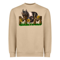 Mushroom Western Mom With Hampshire Pig And Baby Pig Heavyweight Sweatshirt - LillyAllenDesigns