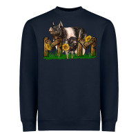 Navy Western Mom With Hampshire Pig And Baby Pig Heavyweight Sweatshirt - LillyAllenDesigns