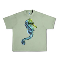 Oil Green Blue Seahorse Urban Heavy Tee - LillyAllenDesigns