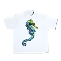 White Blue Seahorse Urban Heavy Tee - LillyAllenDesigns
