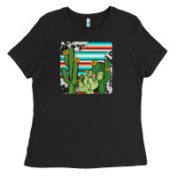 Cactus Cowhide Coaster Ladies Tee | Teevron