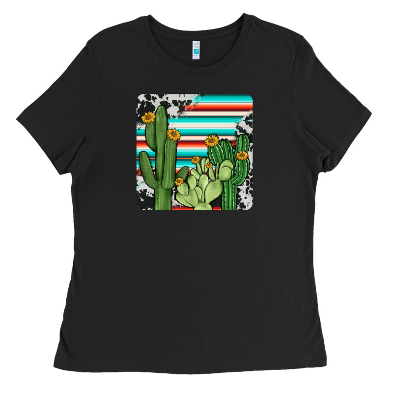 Cactus Cowhide Coaster Ladies Tee by JahusDesignShop | Teevron