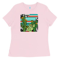 Bubblegum Pink cactus cowhide coaster Ladies Tee - JahusDesignShop