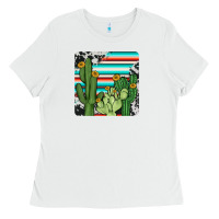White cactus cowhide coaster Ladies Tee - JahusDesignShop