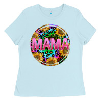 Baby Blue tie dye mama Ladies Tee - texasbilliewilder