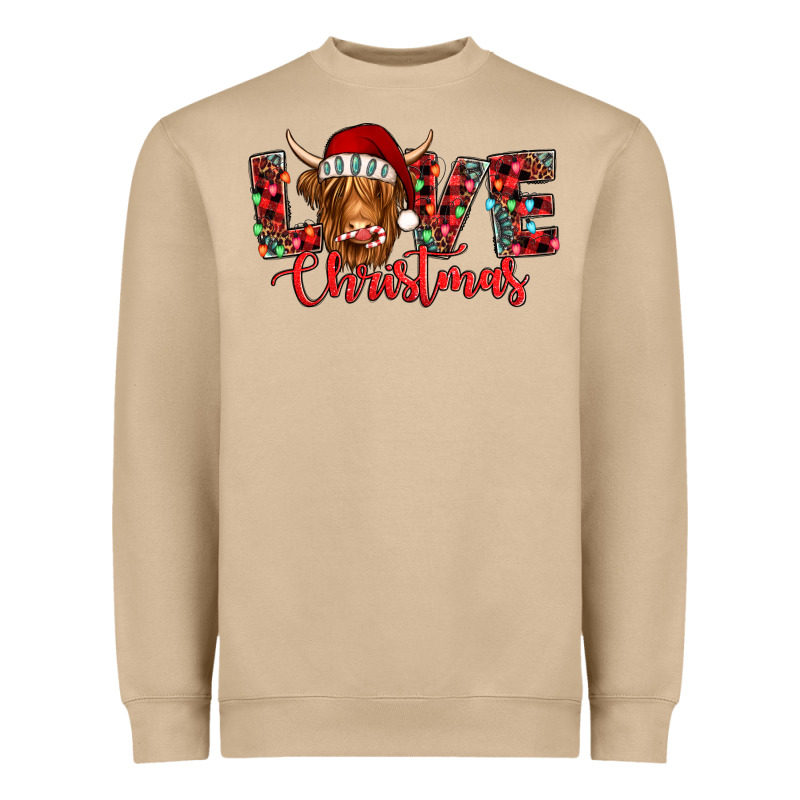 Love Christmas Highland Cow And Turquoise Gemstone Heavyweight Sweatshirt by Jasminsmagicworld | Teevron