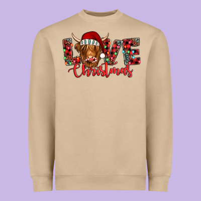 Love Christmas Highland Cow And Turquoise Gemstone Heavyweight Sweatshirt Designed By Jasminsmagicworld