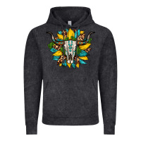 Vintage Black bull skull gemstone cactus leopard sunflower Vintage Hoodie - Artiststas