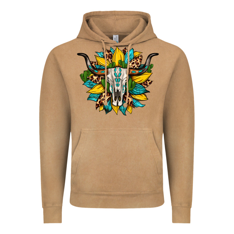 Bull Skull Gemstone Cactus Leopard Sunflower Vintage Hoodie by Artiststas | Teevron