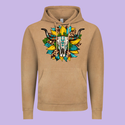 Bull Skull Gemstone Cactus Leopard Sunflower Vintage Hoodie Designed By Artiststas