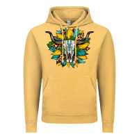 Vintage Mustard bull skull gemstone cactus leopard sunflower Vintage Hoodie - Artiststas