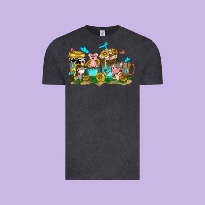 Farm Cute Animals With Sunflower Coffee Cups Vintage Tee Designed By Nancycooperartshop