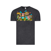 Vintage Black farm cute animals with sunflower coffee cups Vintage Tee - NancyCooperArtShop