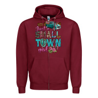 Burgundy Just A Small Town Girl With Truck Zipper Hoodie - BundleAndBundleShop