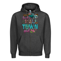Charcoal Heather Just A Small Town Girl With Truck Zipper Hoodie - BundleAndBundleShop