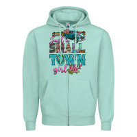 Seafoam Just A Small Town Girl With Truck Zipper Hoodie - BundleAndBundleShop