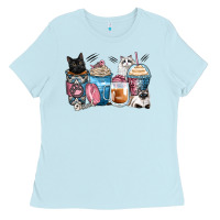 Baby Blue cat coffee cups Ladies Tee - Zillion Design Studio