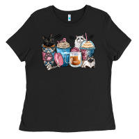 Black cat coffee cups Ladies Tee - Zillion Design Studio